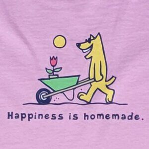 Life Is Good Pink Vintage Crew Neck Happiness Is Homemade Short Sleeve Tee - M